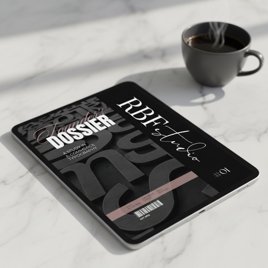 Tablet with a design book on a marble surface next to a cup of coffee RBF-Studio-A-Study-in-Typography-